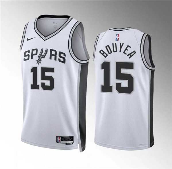 Men's San Antonio Spurs #15 Jamaree Bouyea White Association Edition Stitched Basketball Jersey Dzhi